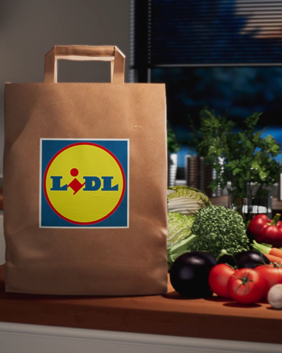 Lidl-pose med grøntsager.